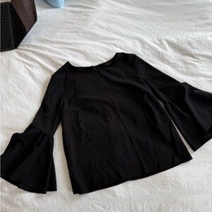 Topshop Black Bell-Sleeve Blouse